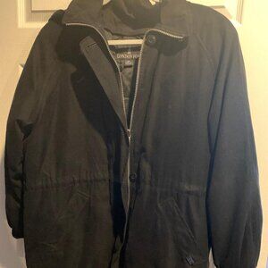 LONDON FOG BLACK JACKET SIZE M PET W/REMOVEABLE LINING AND HOOD WATER RESIST